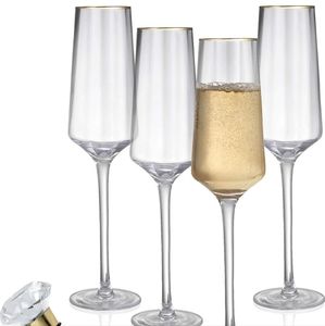 Beautiful gold rimmed champagne glasses with long stems, free gift!